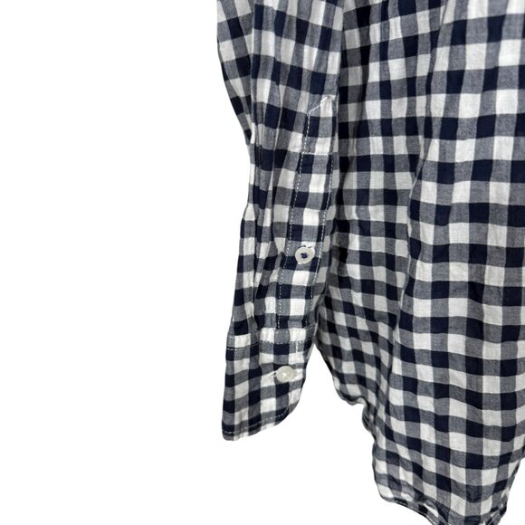 J Crew Classic Fit Shirt Womens 22 Black White Crinkle Gingham Button Down - Picture 5 of 9